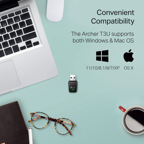 Adaptador Mini Tplink Archer T3u Ac1300 400mbps 2.4 Ghz Negr