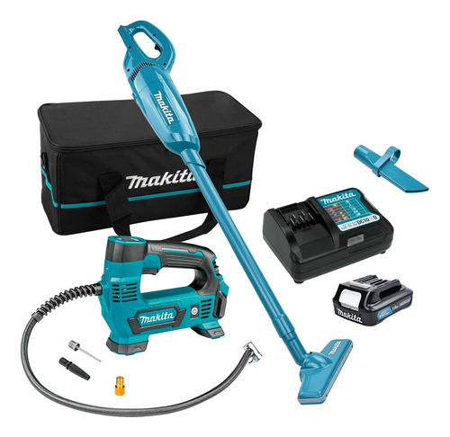 Aspiradora Inalámbrica Makita 600ml + Inflador + Maleta Color Turquesa