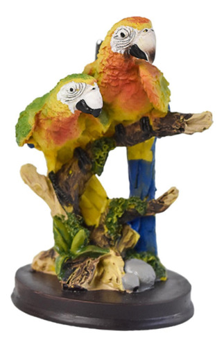 Figura De Loro Colorida 6,2 Cm X 6,2 Cm X 9,8 Cm 2 Loros