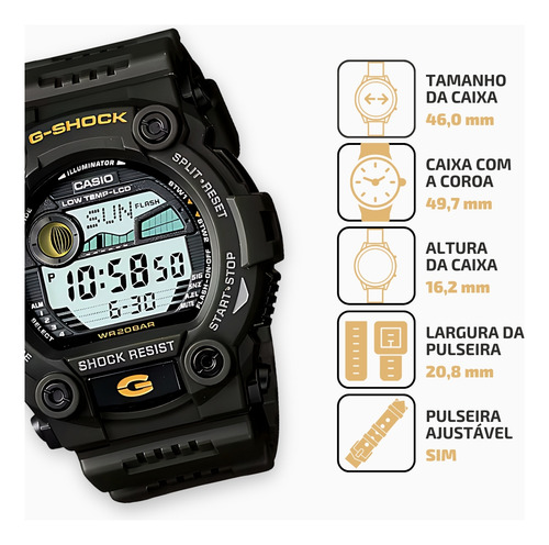 Relogio G-shock G-7900-3dr Gráfico Maré Lunar Resist 200m Verde-militar Verde-militar