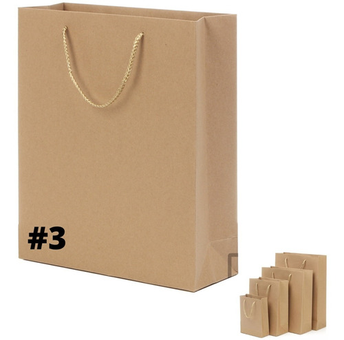 Bolsa Boutique Papel Kraft X 120 Und. 15cm * 20cm Fuelle 6cm