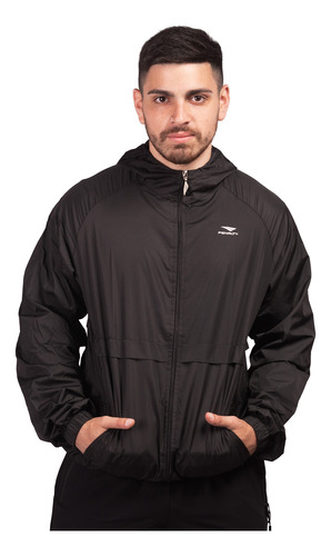 Campera Con Capucha Penalty Rompeviento Negro Hombre