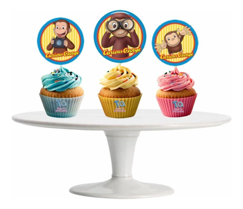 Jorge El Curioso Cupcake Toppers Adorno Para Muffins X1