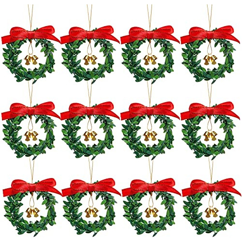 Conjunto De 12 Mini Coronas De Navidad Pequeñas Verde ...