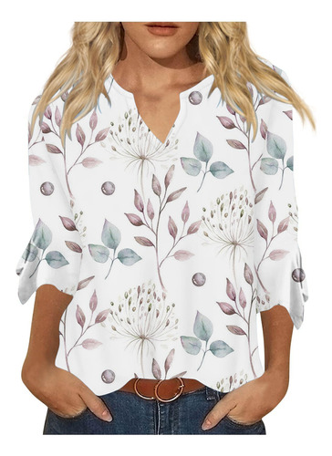 Camiseta Holgada Con Estampado A La Moda Para Mujer G, Blusa