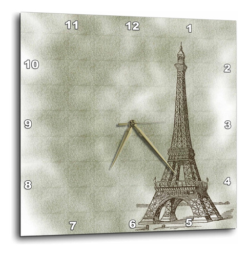 3drose Dpp__2 Torre Eiffel Vintage Art-paris-reloj De Pared,