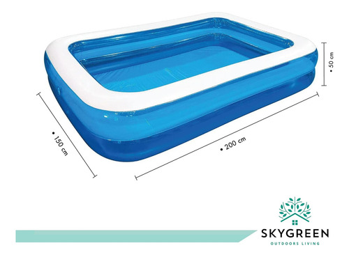 Alberca Piscina Rectangular Inflable Azul 200 X 150 X 50 Cm