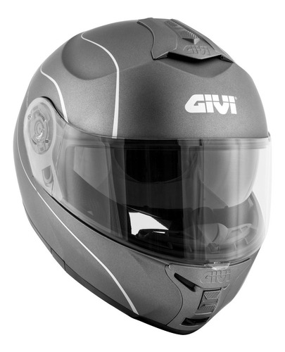 Casco Givi Rebatible X21 Challenger Titanio Mate Plata Bamp 