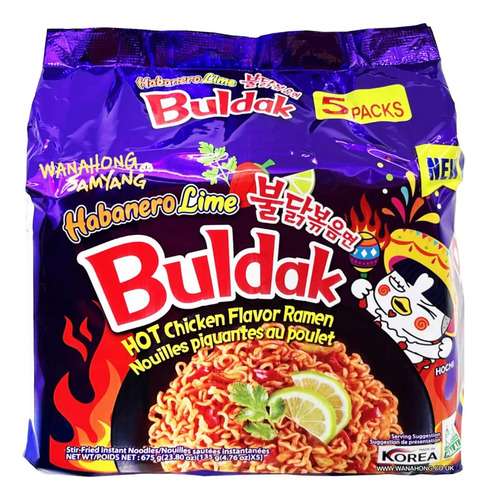 5 Ramen Buldak Samyang Habanero Y Lima (5 Pack)