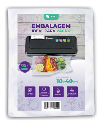 Embalagem / Sacos A Vácuo 10x40 - 100 Und