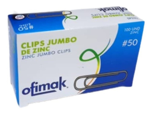 Clip Jumbo 50mm  (3 Cajas * 100 Unidades C/una)