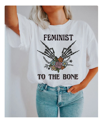 Polera Unisex Feminismo Mujer Huesos Algodon Estampado