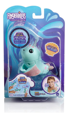 Wowwee Fingerlings Light Up Narwhal - Nikki (turquesa) - Jug