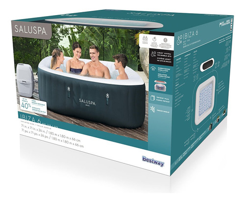 Hidromasaje Inflable Saluspa 6 Personas 778l Bestway 60114 Verde Oscuro