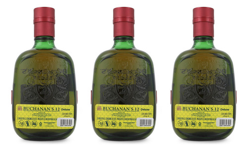 Paquete Whisky Buchanan's Deluxe 12 Blended Scotch 750ml X3