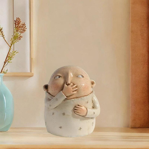 Pa Estatua De Baño Con La Nariz Agarrada, Figura Kitsch,