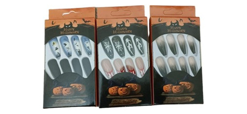 Uñas Postizas Press On Halloween 3 Pack Color