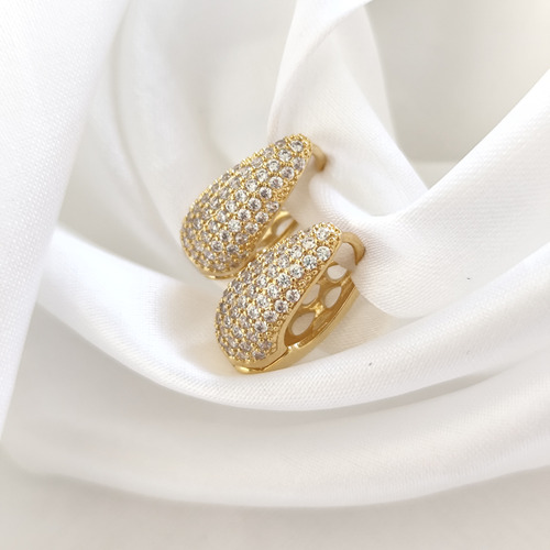 Brinco Gota Cravejada Banhada Brinco Ouro 18k Pequeno Moda