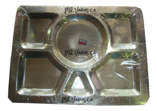 Bandeja Menaje Acero Inoxidable 6 Divisiones Comedor Escolar