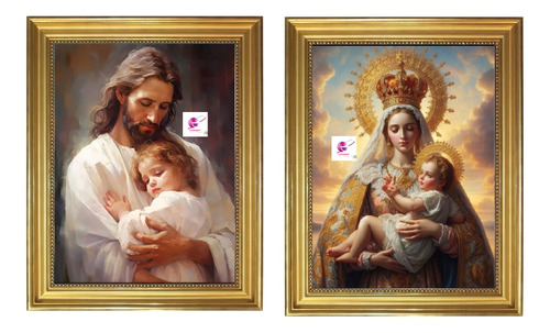   Jesus Maria  Lienzografías 40x33 Cm Cuadros X2 Unidades 