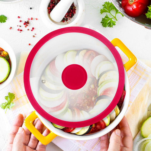 Tapa De Vidrio Para Ollas, Sartenes, Woks, Tapas 27 Cm Rojo