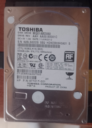 Disco Duro Interno Toshiba Mq01acf050 500gb