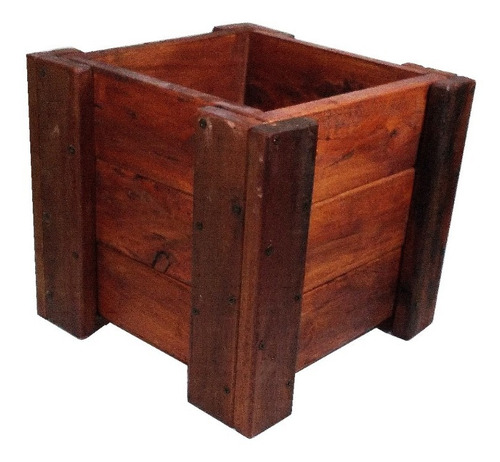 Maceta Cubo 30x30x30cm Internos Madera De Eucalipto