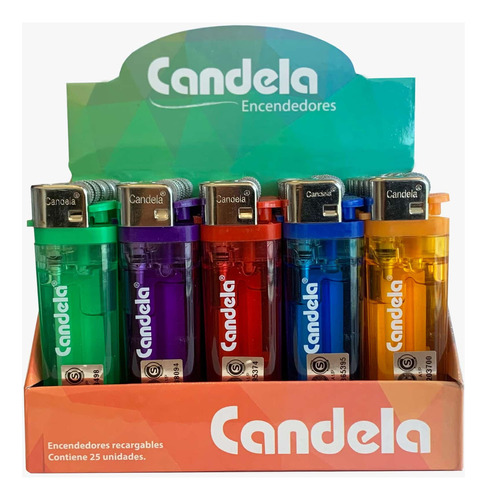 Pack X 6 Encendedores Candela Transparente Display X 25 U.