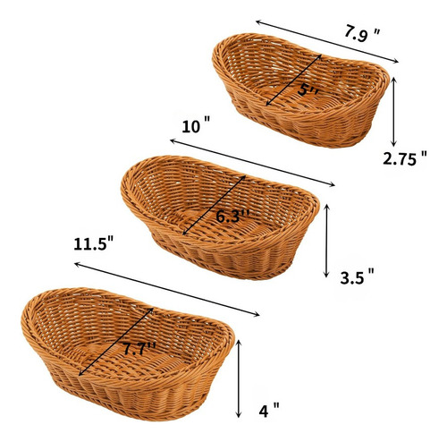 Js Panera Tejida De 3 Piezas, Cesta De Fruta Pequeña De