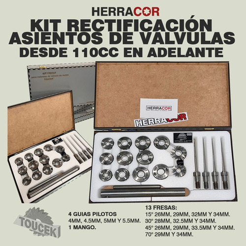 Kit 13 Fresas Asientos De Válvulas Motos 110cc En Adelante