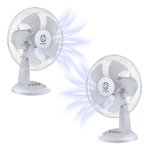 2 Piezas Ventilador De Mesa 16 Pulgadas Oscilatorio 5 Aspas Estructura Blanco Aspas Blanco Diámetro 36 Cm Frecuencia 60 Material De Las Aspas Plástico