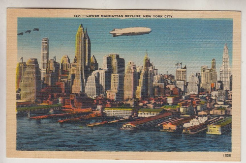 Antigua Postal Graf Zeppelin Sobre Nueva York Usa Vintage