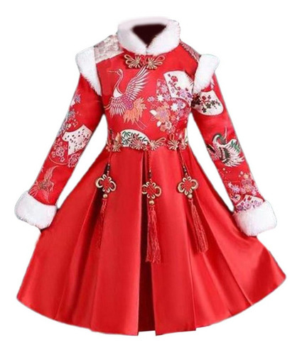 Elegante Vestido Chino Tradicional For Niñas, Forrado De