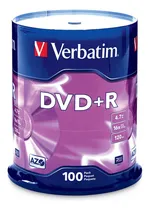 Comprar Discos Em Branco Dvd+r Verbatim Azo Dye 4.7gb 16x - 100 Disc