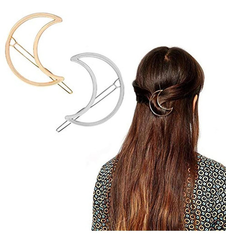 Akoak Hollow Hoop Crescent Moon Shape Pinza De Pelo De Metal