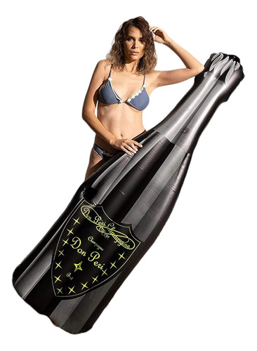 Flotador Inflable Para Piscina Botella De Champan Negro Don