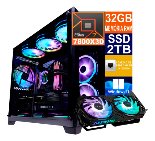 Pc Gamer Ryzen 7 7800x3d Ssd 2tb, 32gb Ddr5, Rtx 4060 8gb