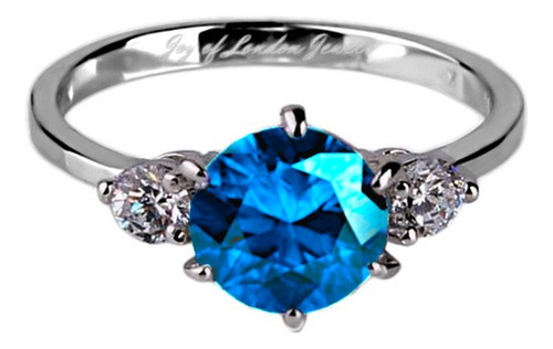 Anillo Plata 925 Certificada Diamante Azul Mod Illusion