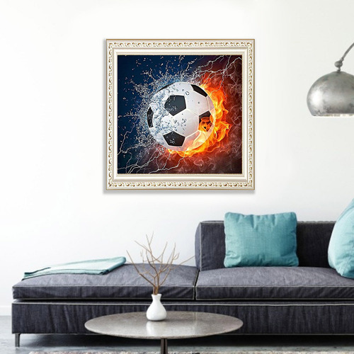 Pintura Bordada Con Forma De Diamante, Diseño De Fútbol, 5d