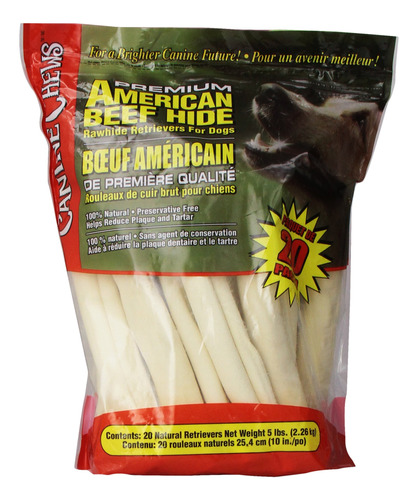 Canine Chews Premium American Beef Hide - Piel Cruda Natural