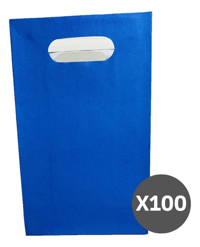 Bolsa Papel Regalo Cotillón Asa Azul Pack 100