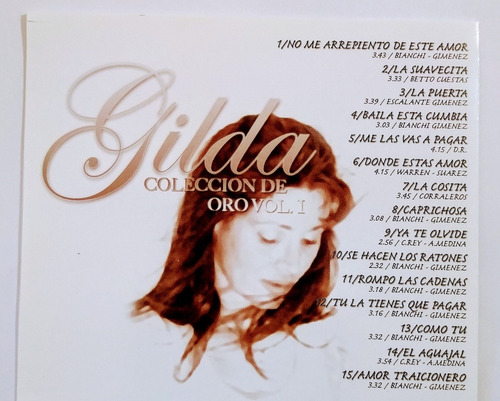 Gilda Cd Nuevo No Me Arrepiento De Este Amor 15 Temas Éxito