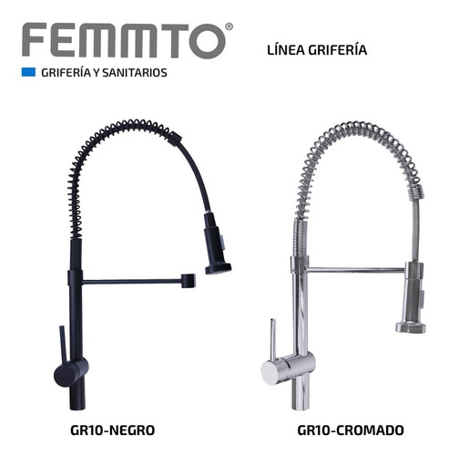 Imagen 8 de 9 de Griferia Para Cocina Canilla Monocomando Extensible Flexible