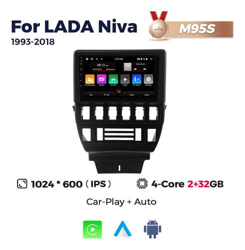 Gps Estéreo Carplay 2+32 G Para Lada Niva 1993-2018