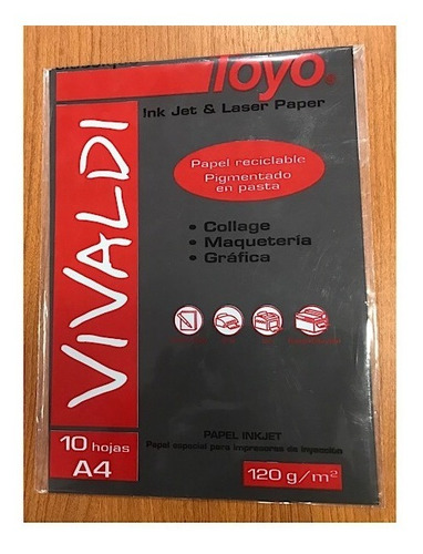 Hojas De Papel Presentacion Vivaldi Toyo X 10 120g Negro