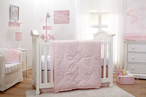 Nojo Chantilly 4 Piezas Guardería Cuna Juego De Cama Rosa Bl