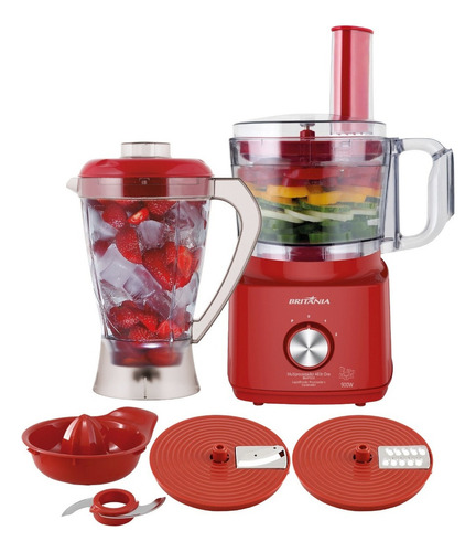 Multiprocessador De Alimentos All In One Bmp900v Britânia Cor Vermelho 220V