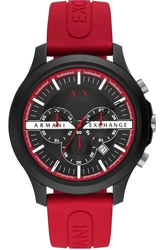 Reloj Armani Hombre Hampton Silicona Rojo Crono 50mts Ax2436