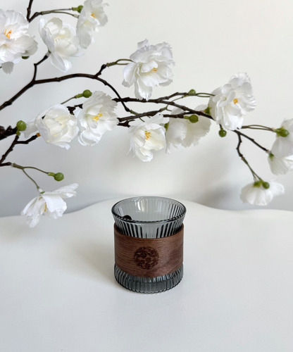 Jarro De Café De Vidrio Térmico Con Cobertor De Madera Gris 120 Ml Gala