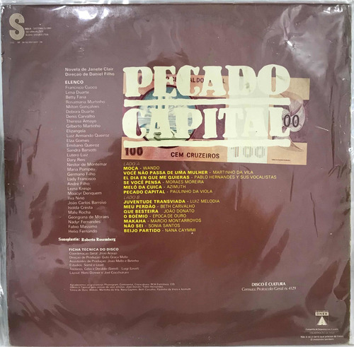 Lp Vinil Pecado Capital - 1975 - Mv (Usado)
